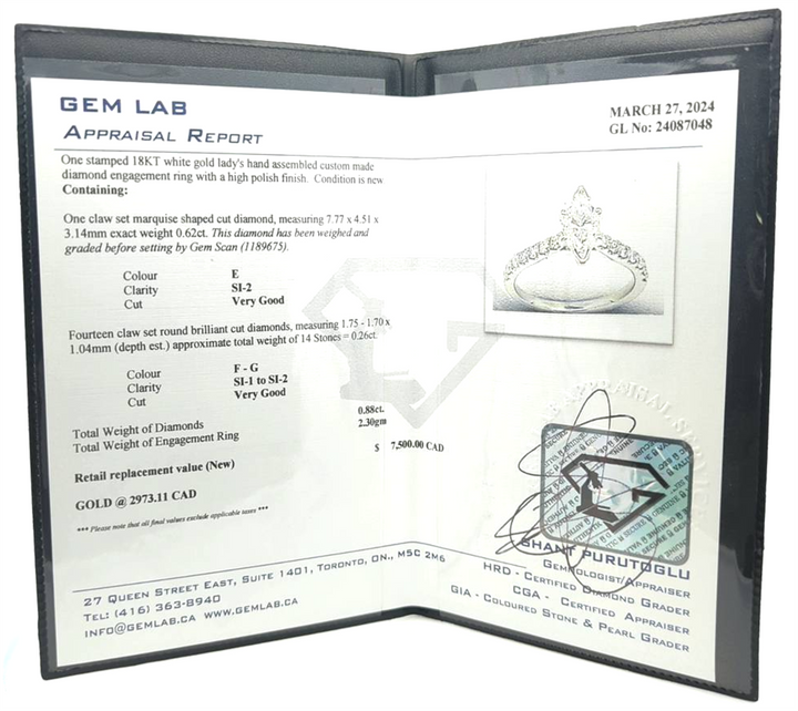 18KT White Gold 0.88ctw Diamond Estate Engagement Ring