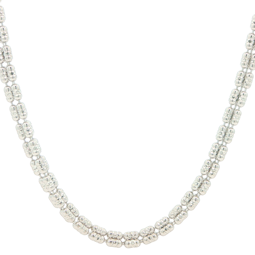 Sterling Silver with Rhodium 3mm Diamond Cut Ice Chain with 3 Barrel 16"