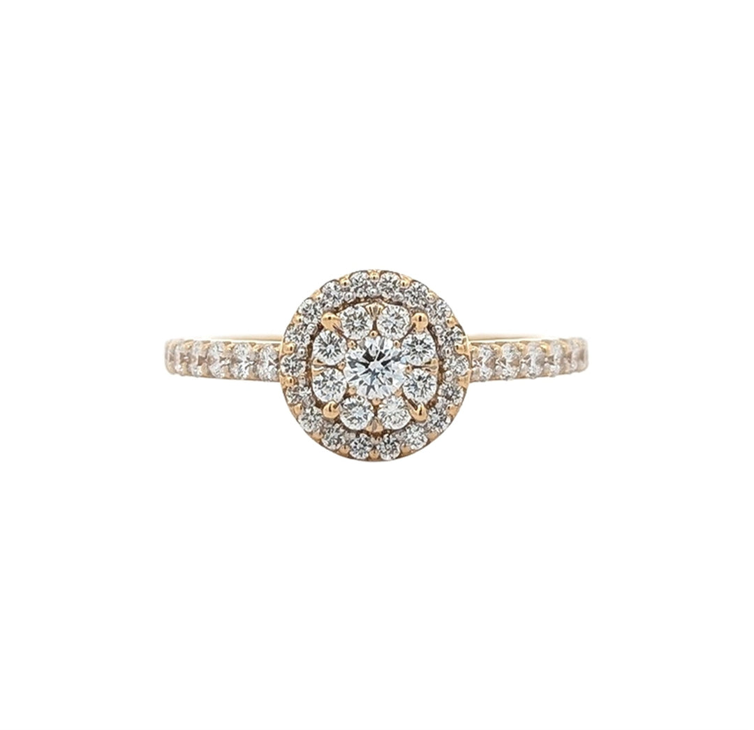 18K Yellow Gold 0.76ctw Diamond Estate Engagement Ring