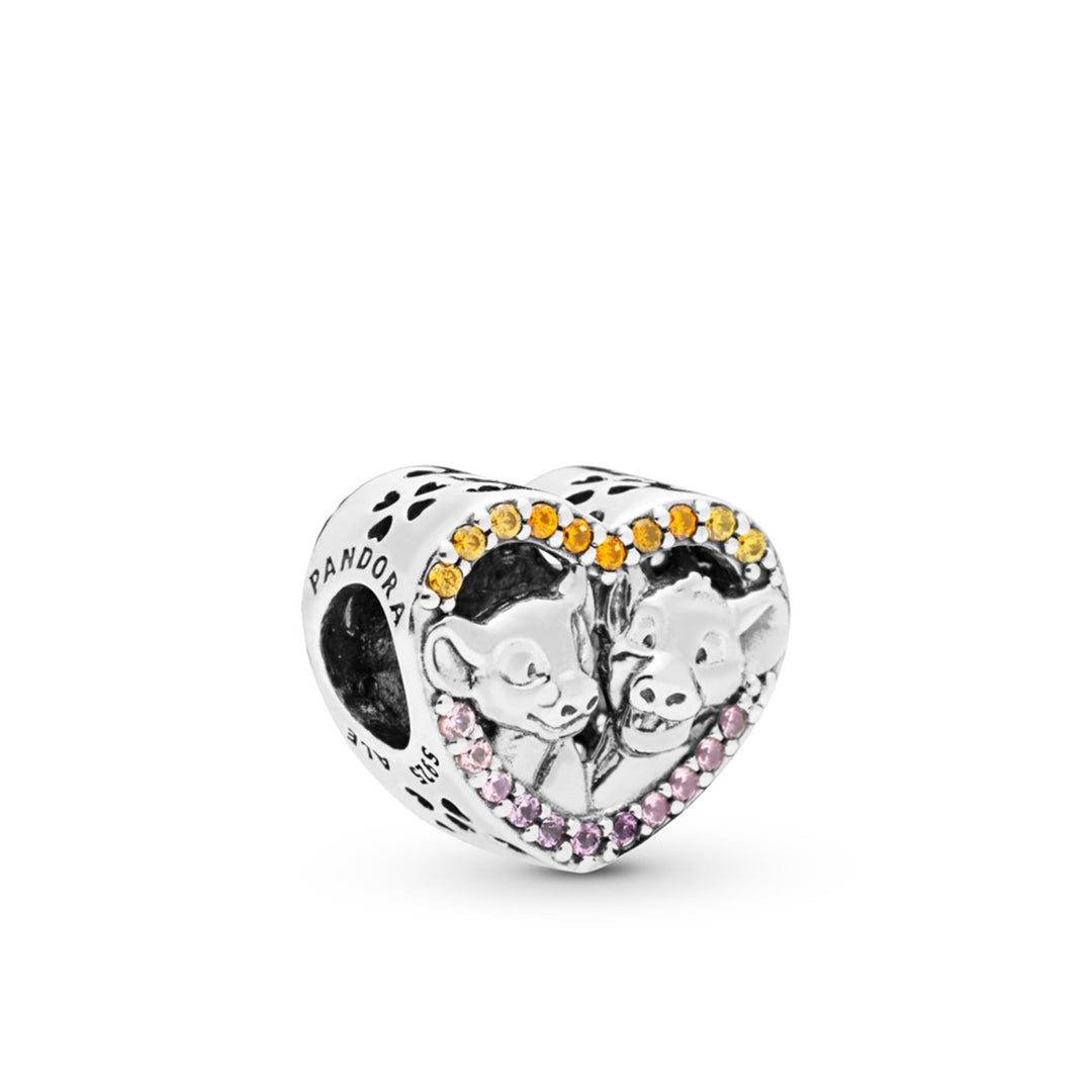Disney Simba and Nala silver heart charm