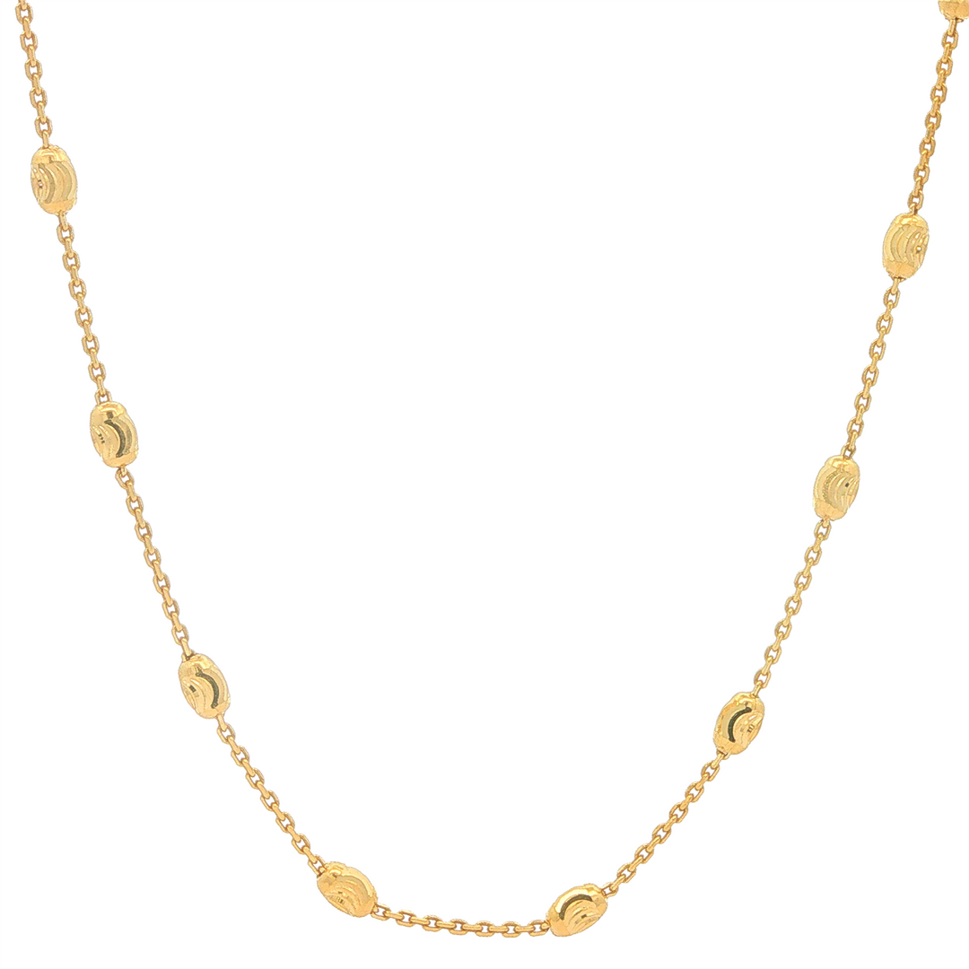 14KT Yellow Gold Bead Station Chain 18"
