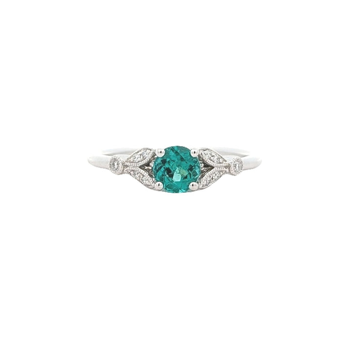 14KT White Gold Green Tourmaline and 0.05ctw Diamond Ring