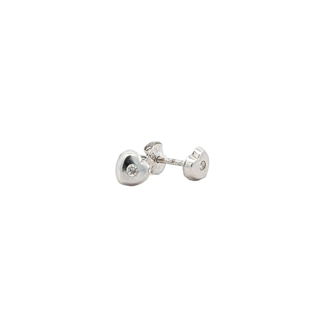 14KT White Gold Diamond Heart Stud Earrings