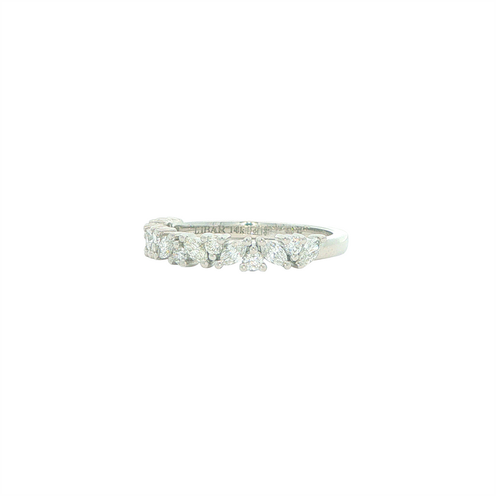 14K White Gold Stackable Alternating Marquise and Round0.46ctw Diamond Band