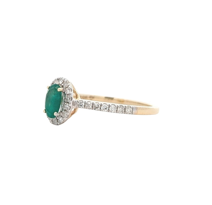 10K Gold Natural Emerald Canadian Diamond Ring