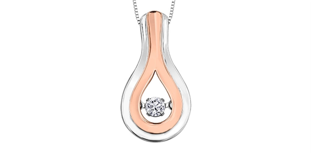 10KT Rose Gold and Silver 0.07ctw Canadian Diamond Pulse Necklace