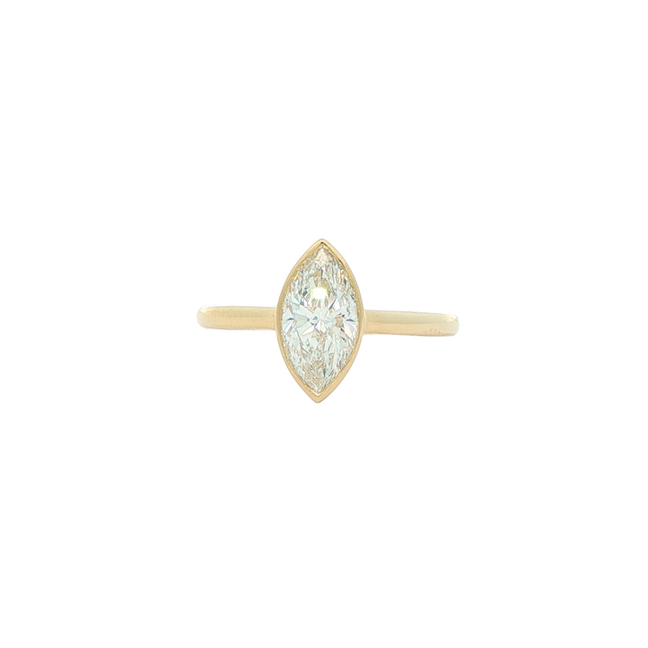 14K Yellow Gold 1.08CT Marquise Cut Lab Grown Diamond Engagement Ring