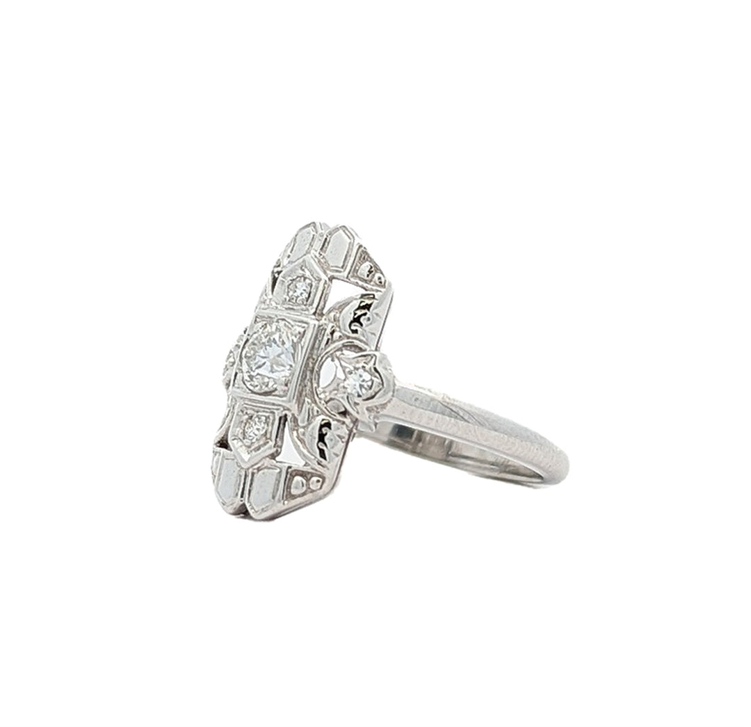 18KT White Gold 0.28ctw Diamond Estate Cluster Ring
