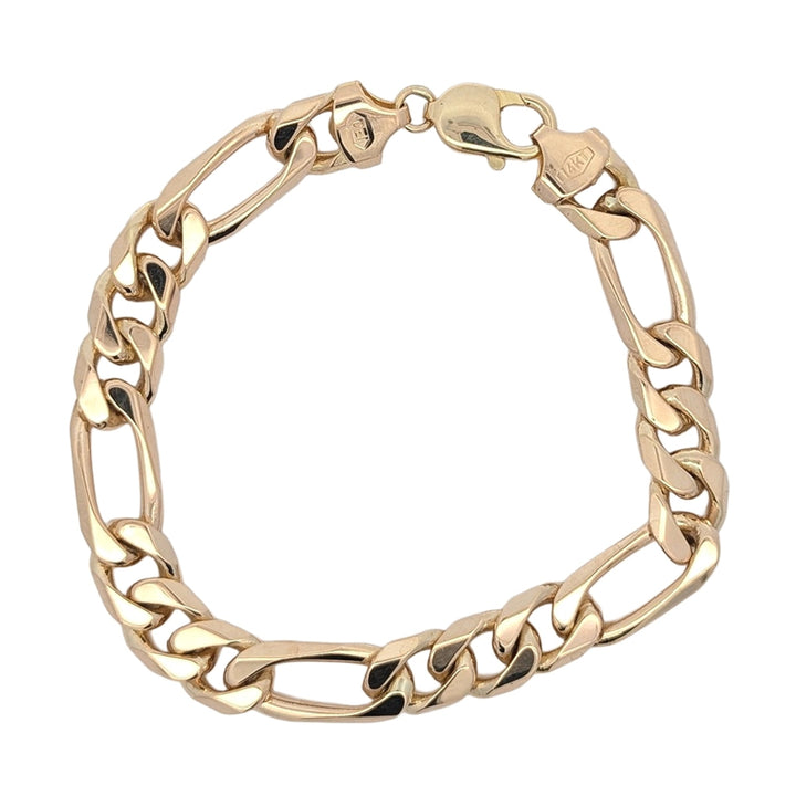 14KT Yellow Gold 9" Figaro Link Estate Bracelet