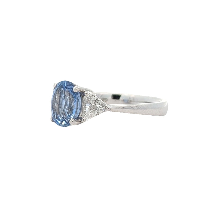 14KT White Gold Natural Blue Sapphire and 0.30ctw Diamond Estate Ring