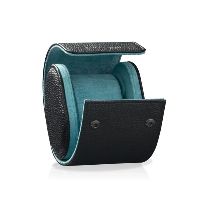 HEISSE & SOHNE "Charles" Single Watch Roll in Black & Turquoise