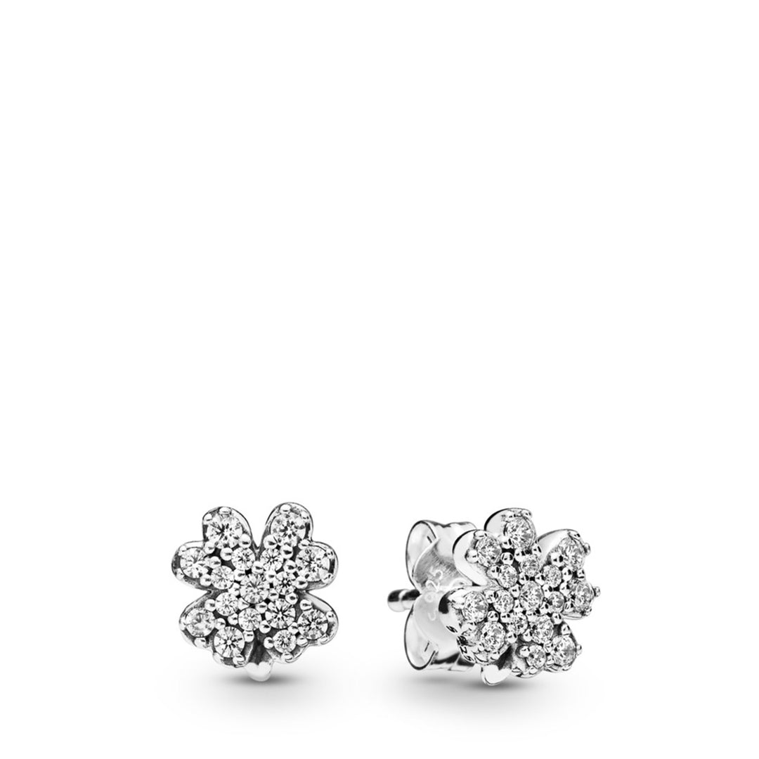 FINAL SALE - Pave Four-Leaf Clover Stud Earrings