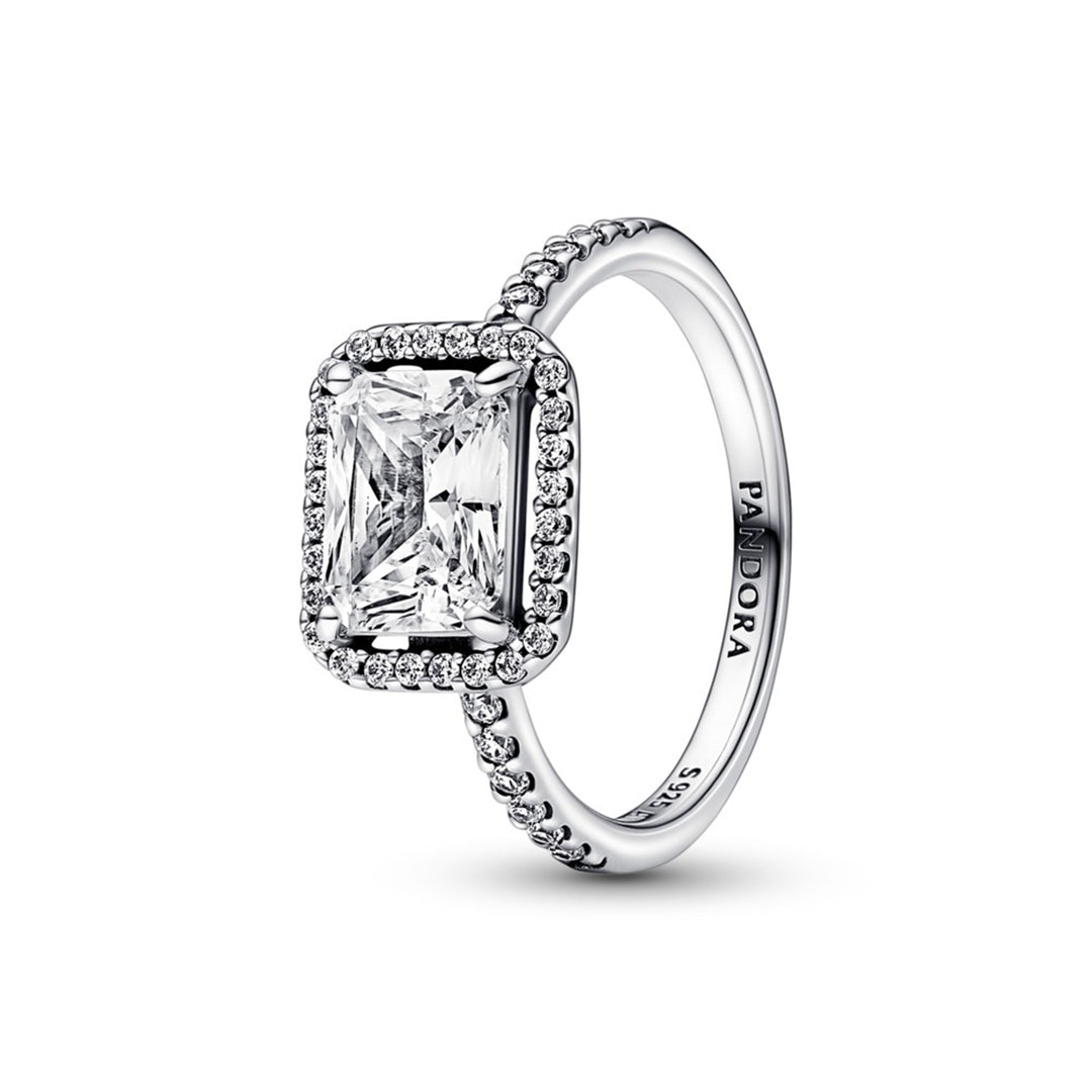 Sterling silver ring with clear cubic zirconia