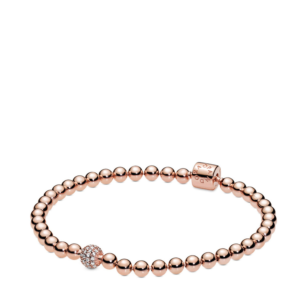 Beaded Rose bracelet with clear CZ