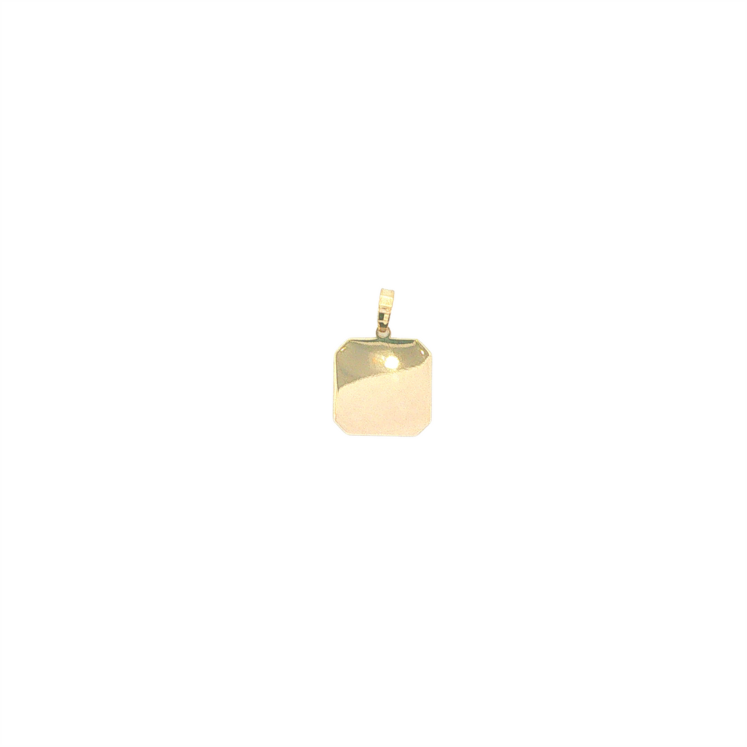 10KT Yellow Gold Square Shaped Dog Tag Pendant