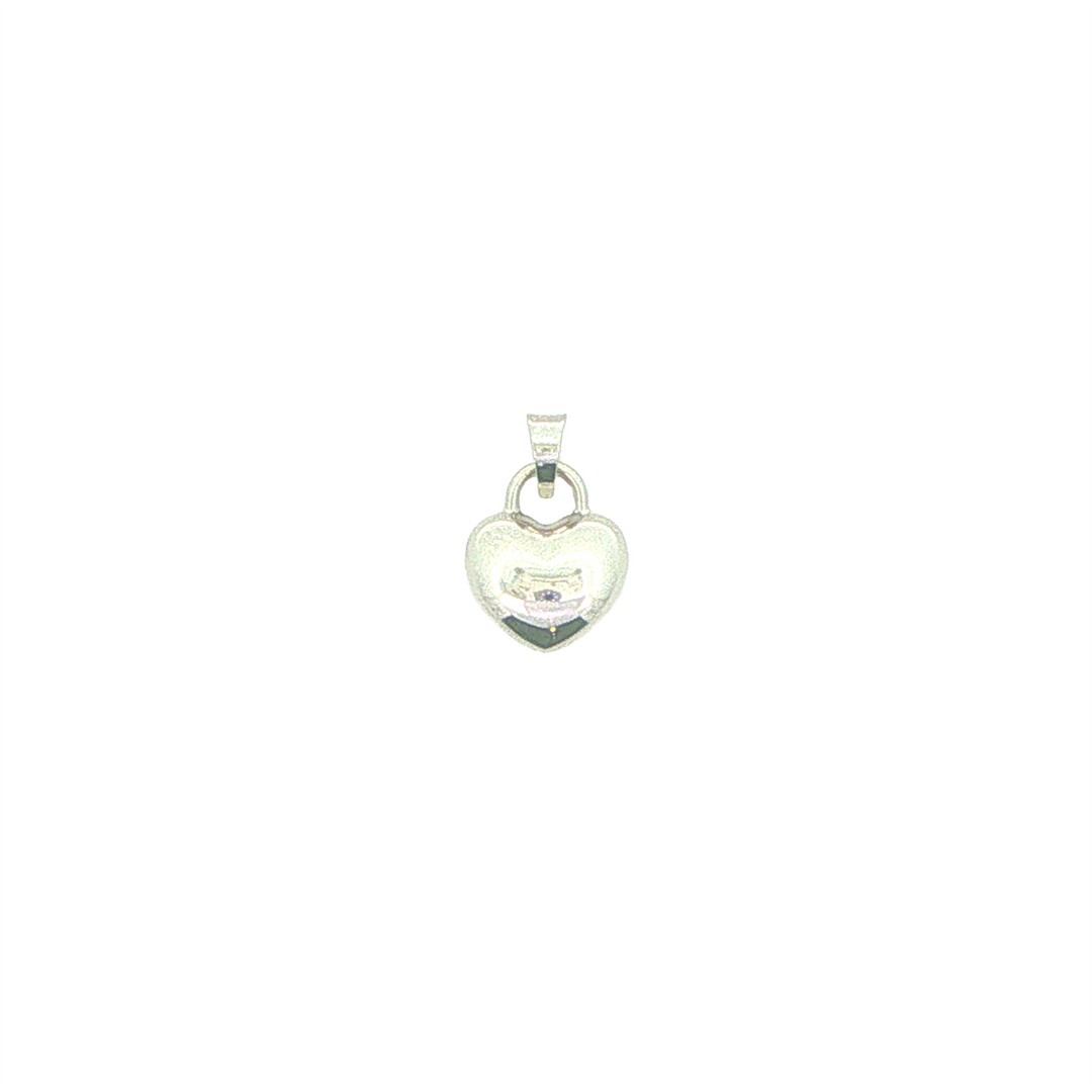 10KT White Gold Puffy Heart Pendant