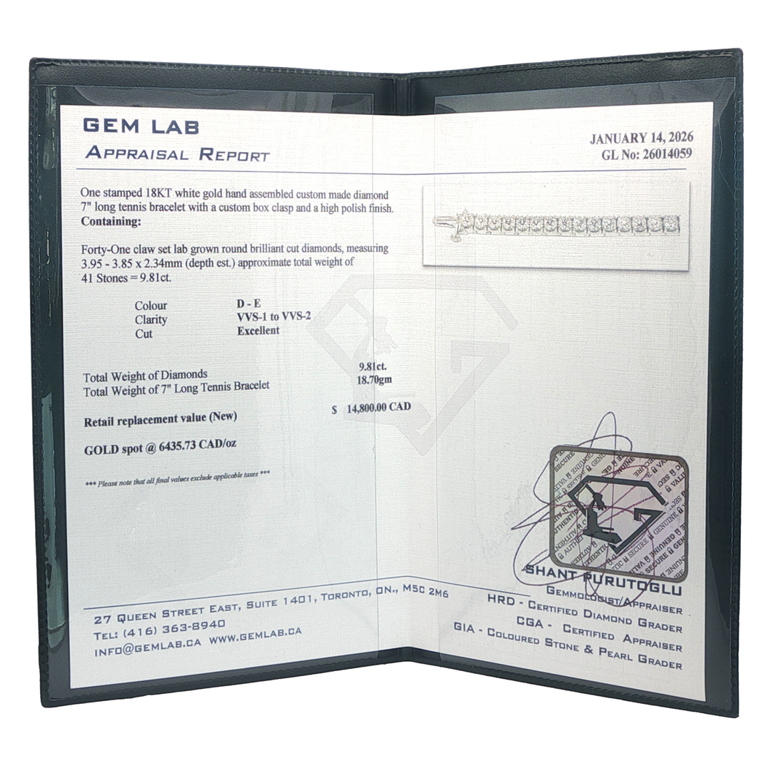 18KT White Gold 7in 9.81 Diamond Tennis Bracelet
