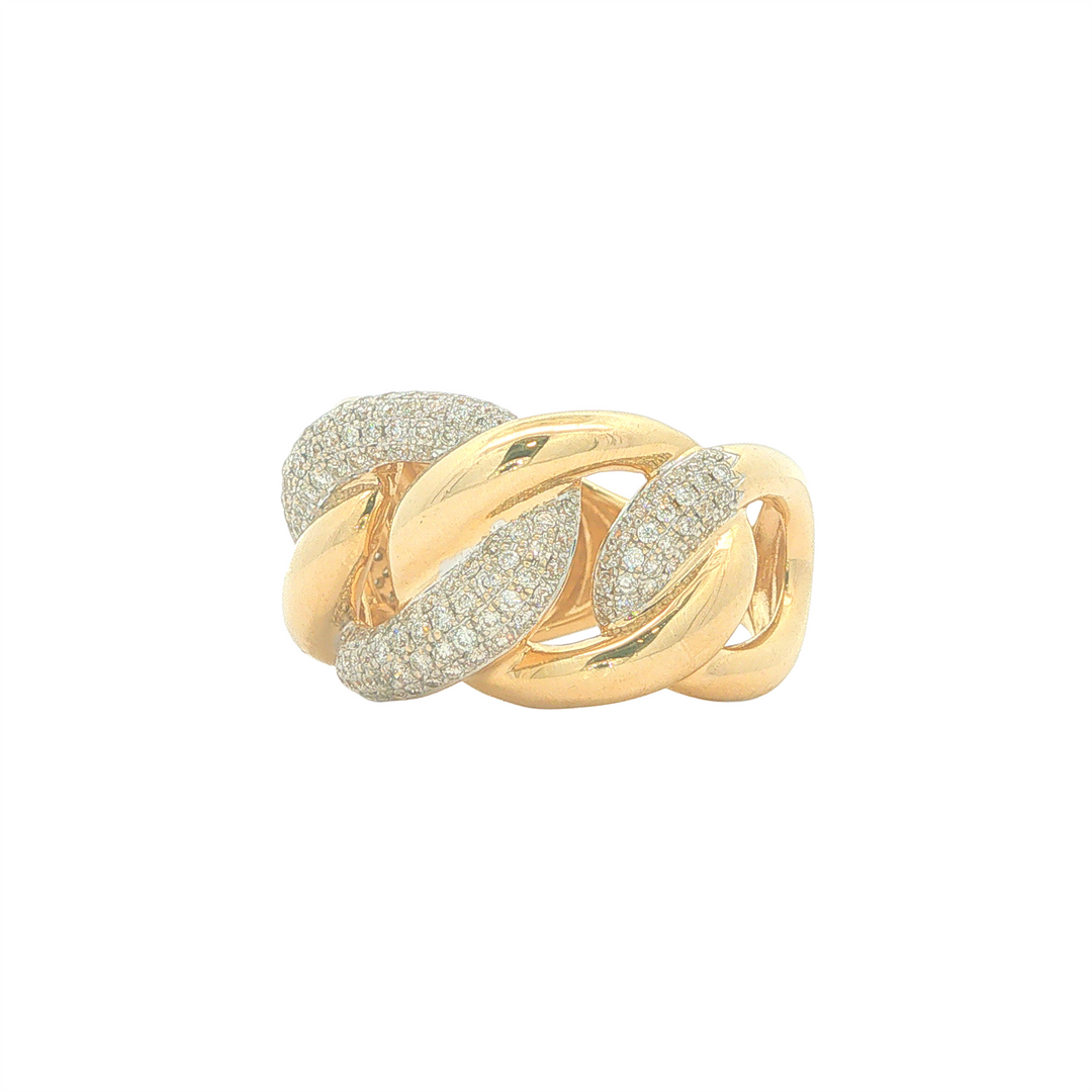 14KT Yellow Gold with Rhodium Plating 0.50cttw Diamond Oval Link Estate Ring