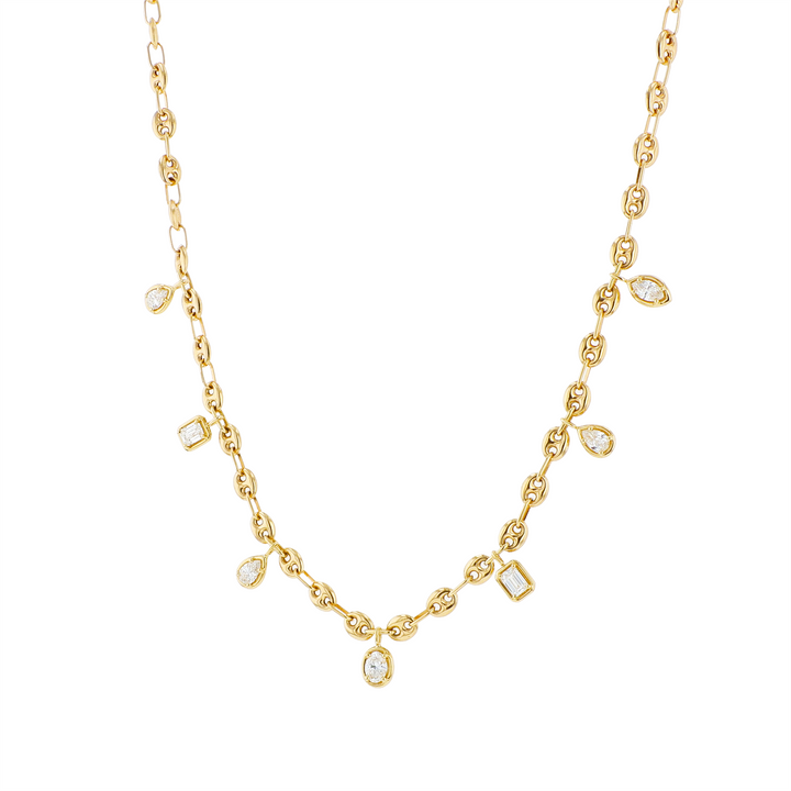 18KT Yellow Gold Anchor Link and 1.23cttw Diamond Necklace 17"