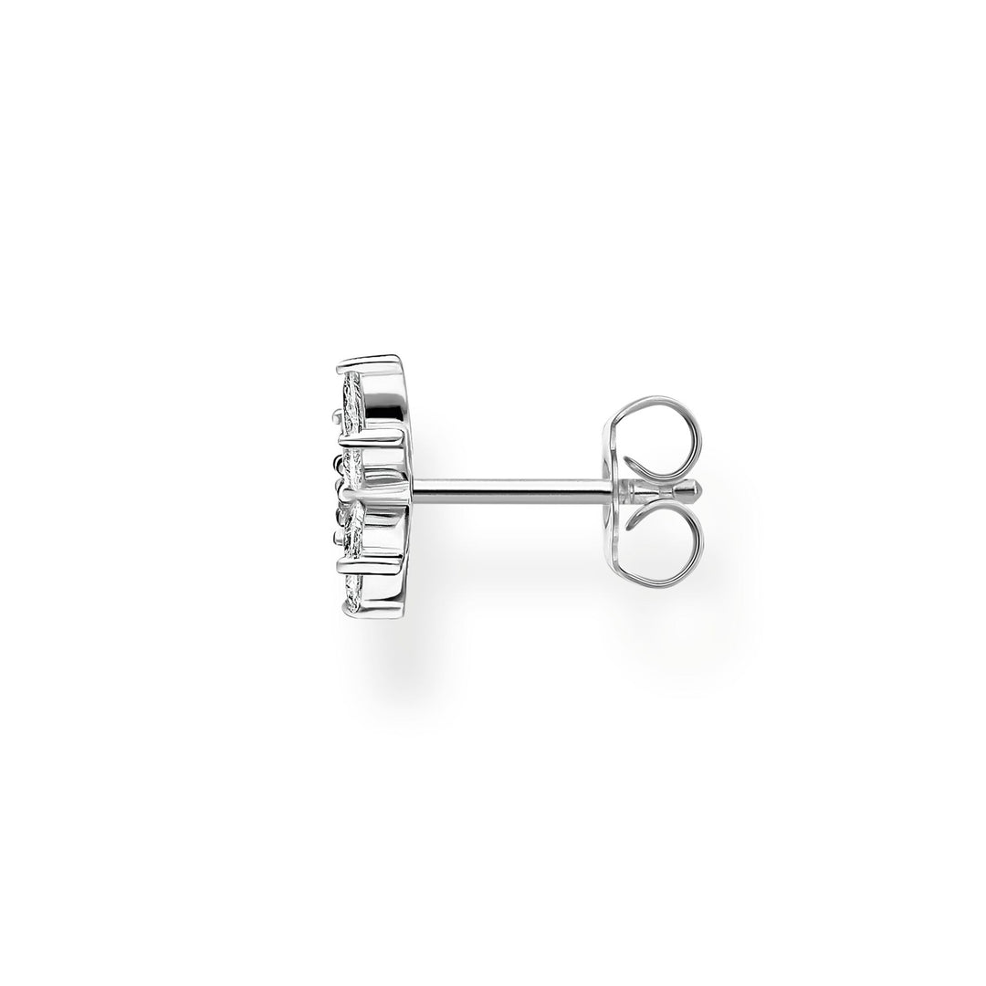 Single Ear Stud Flower White Stones