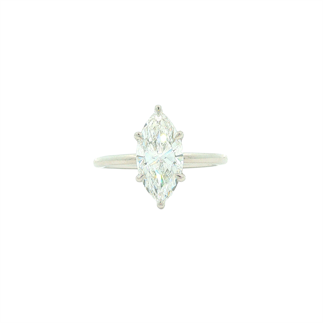14KT White Gold 2.12ctw Lab Grown Marquise Cut Diamond Engagment Ring with Hidden Halo