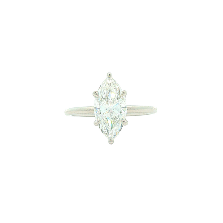 14KT White Gold 2.12ctw Lab Grown Marquise Cut Diamond Engagment Ring with Hidden Halo