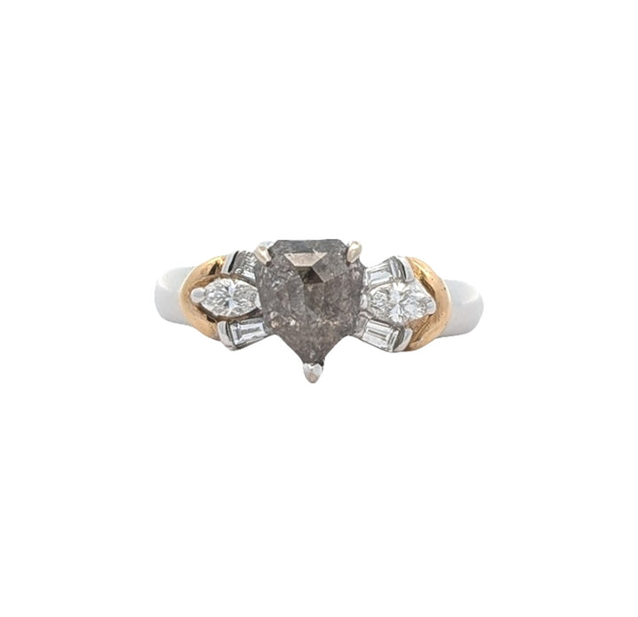 14KT Two Tone 1.66ctw Diamond Estate Engagement Ring