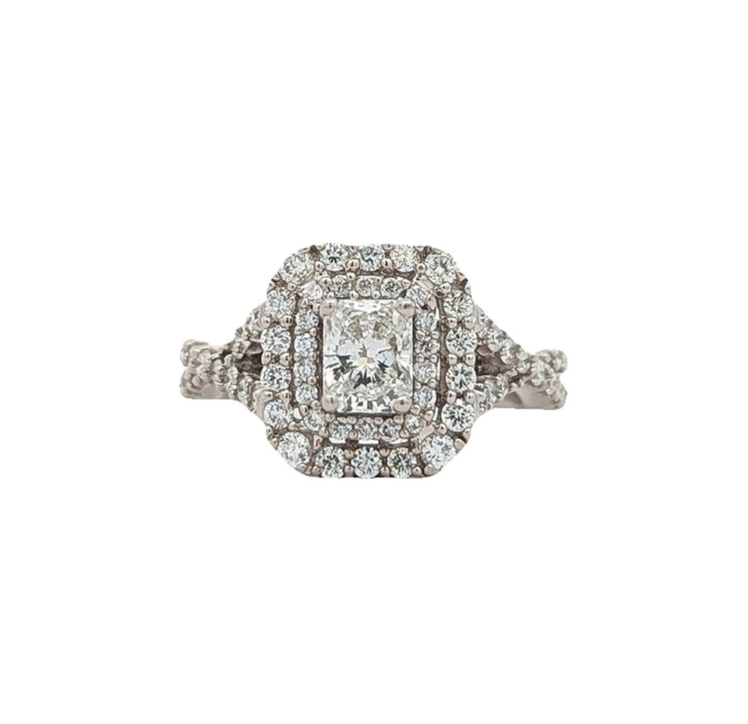 14KT White Gold 1.59ctw Diamond Estate Engagement Ring & Matching Band