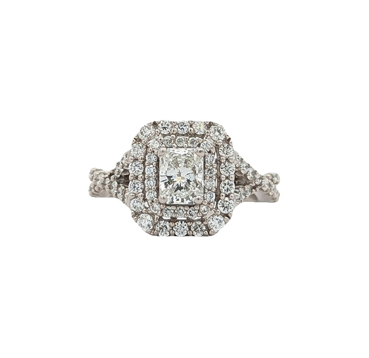 14KT White Gold 1.59ctw Diamond Estate Engagement Ring & Matching Band