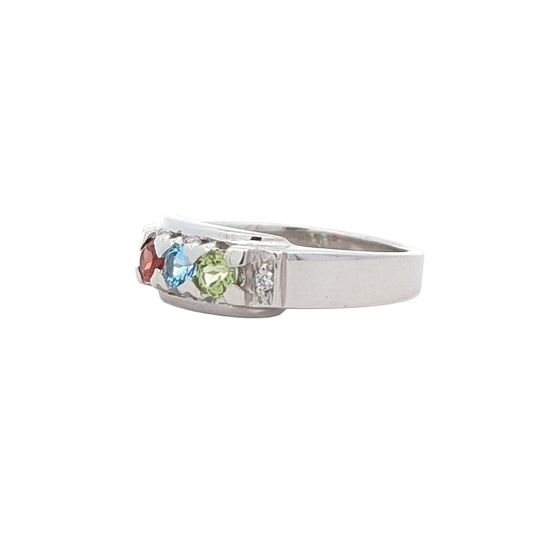 10K White Gold January, April, August, December Family Ring