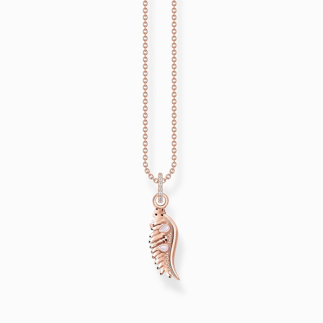 Thomas Sabo Sterling Silver Rose Gold Plated Pink Stone Phoenix Wing Necklace