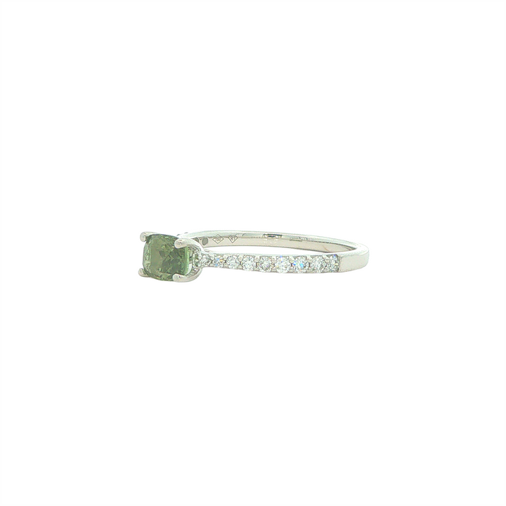 18KT White Gold Alexandrite and 0.18cttw Diamond Ring