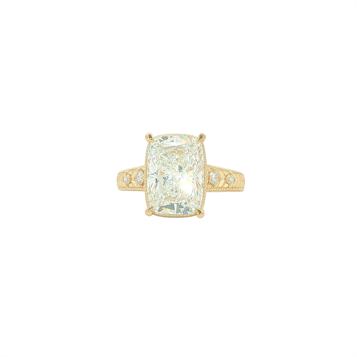 14KT Yellow Gold 4.21cttw Lab Grown Cushion Cut Diamond Engagement Ring