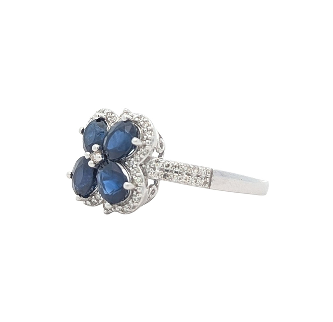 14KT White Gold Natural Blue Sapphire and 0.25ctw Diamond Estate Ring