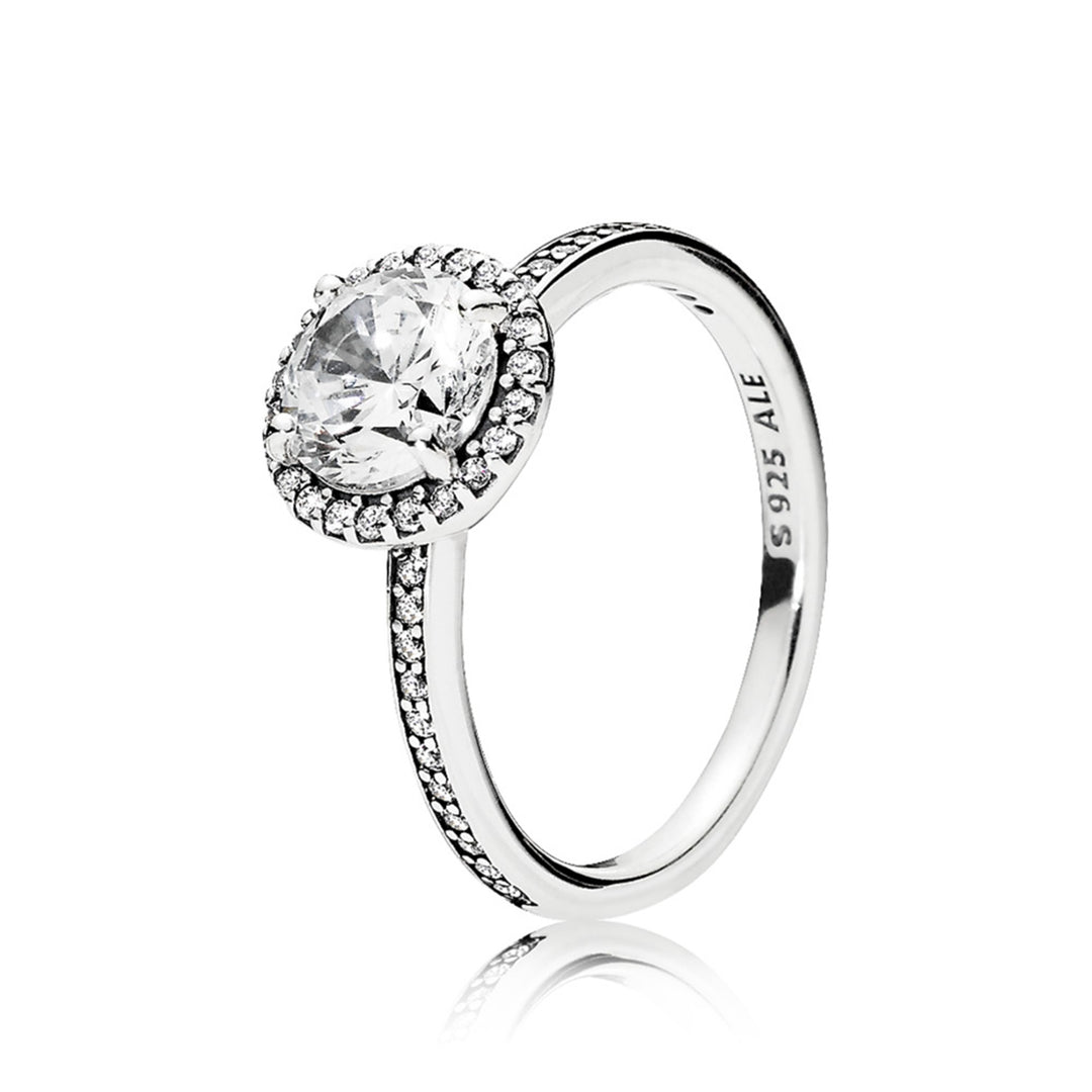 Ring in sterling silver with claw-set clear CZ