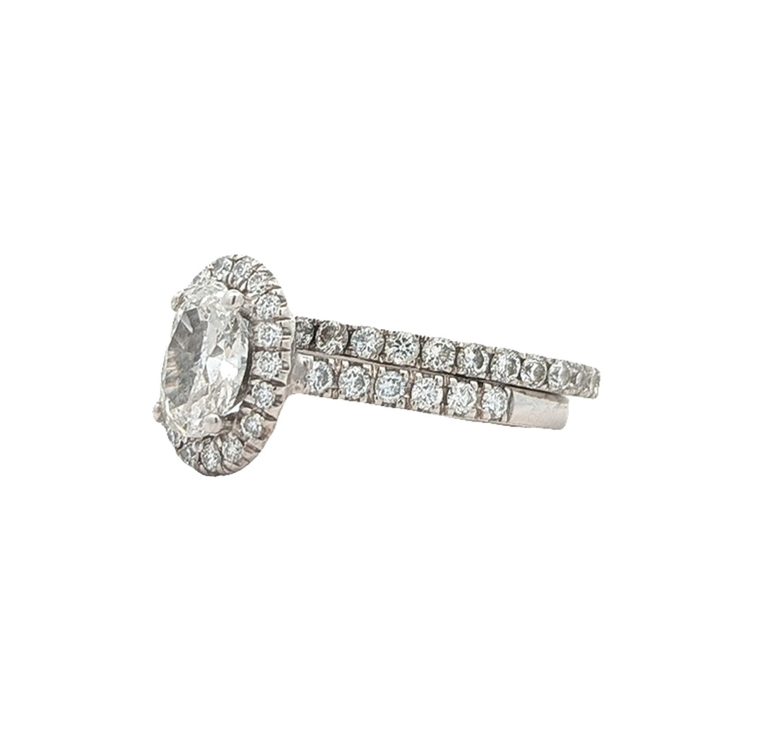 14KT White Gold 2.00ctw Diamond Estate Engagement Ring and Matching Band