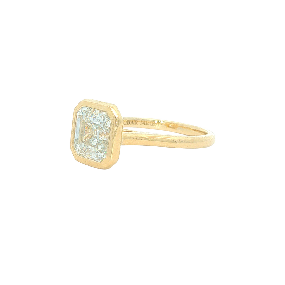 14KT Yellow Gold 3.56ct Lab Grown Asscher Cut Solitaire Diamond Engagement Ring