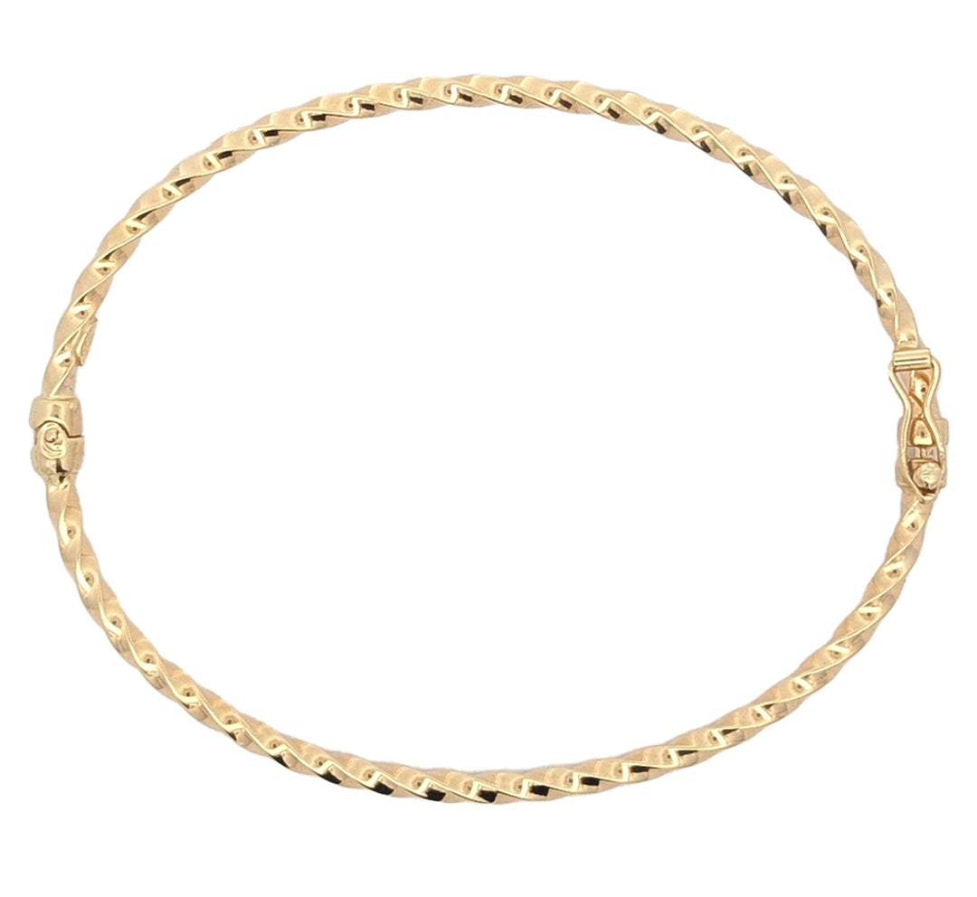 10k Yellow Gold Diamond Cut Bangle Bracelet