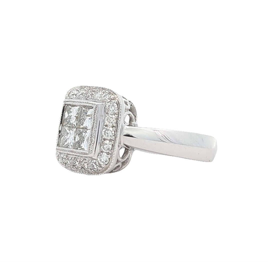 14KT White Gold 1.00ctw Diamond Estate Engagement Ring