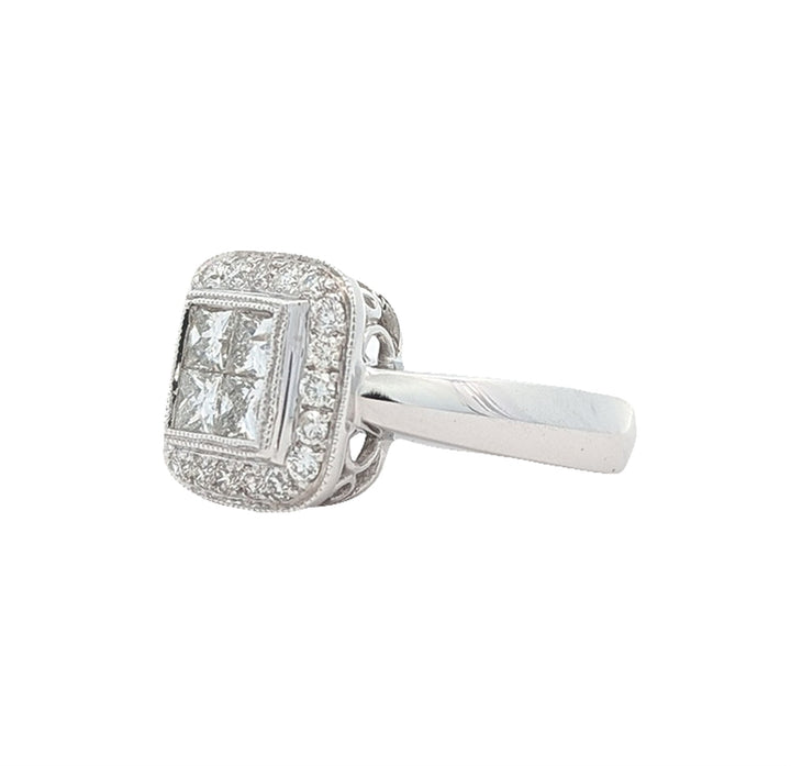 14KT White Gold 1.00ctw Diamond Estate Engagement Ring