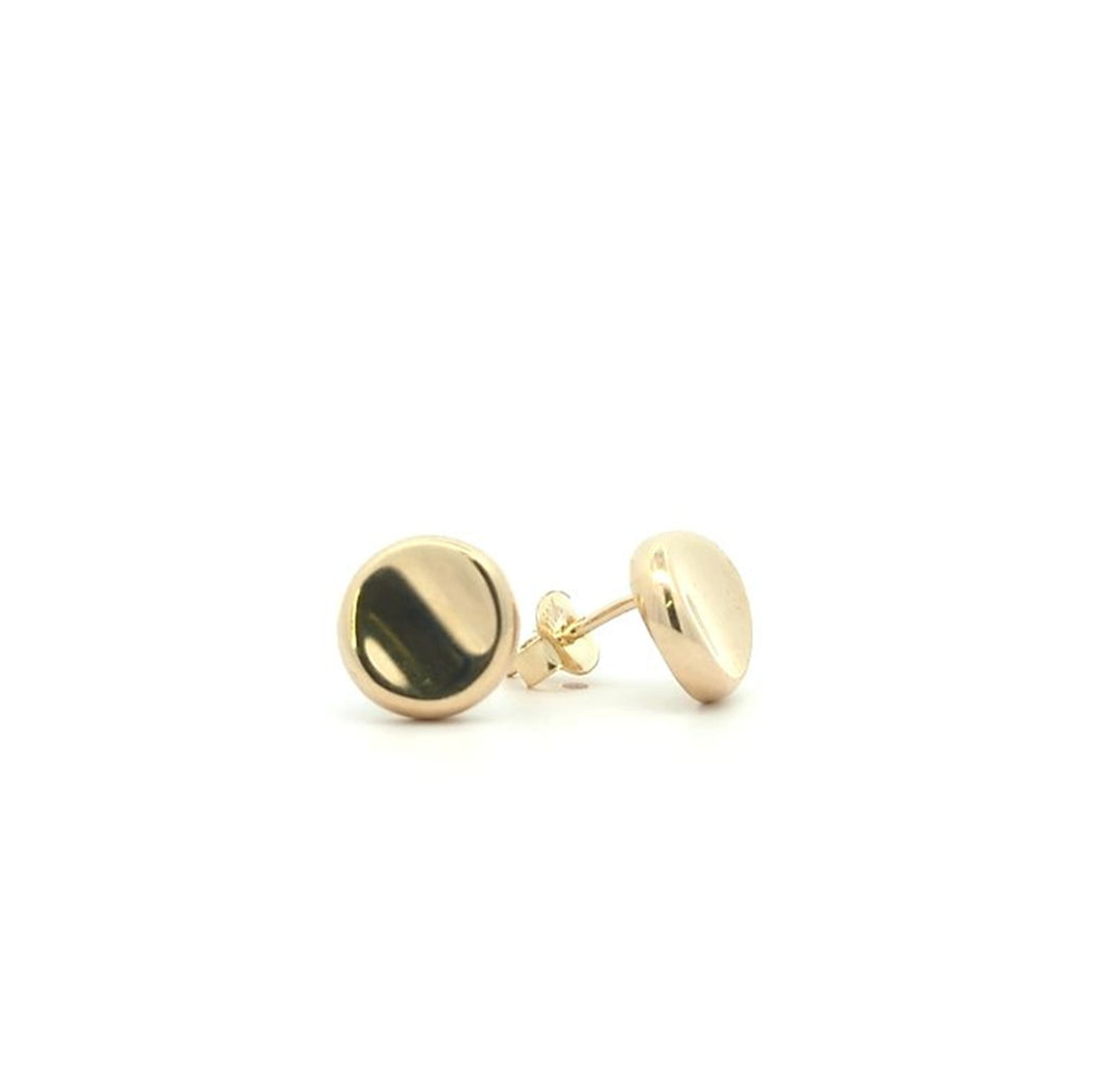 10KT Yellow Gold Small Hollow Button Stud Earrings