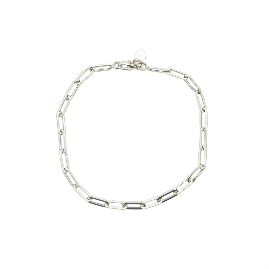 14KT White Gold Paperclip Link Bracelet 7.5"