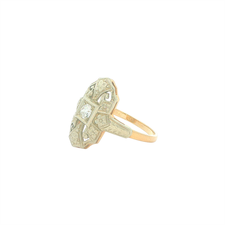 14-18KT Yellow & White Gold 0.15cttw Diamond Vintage Estate Ring