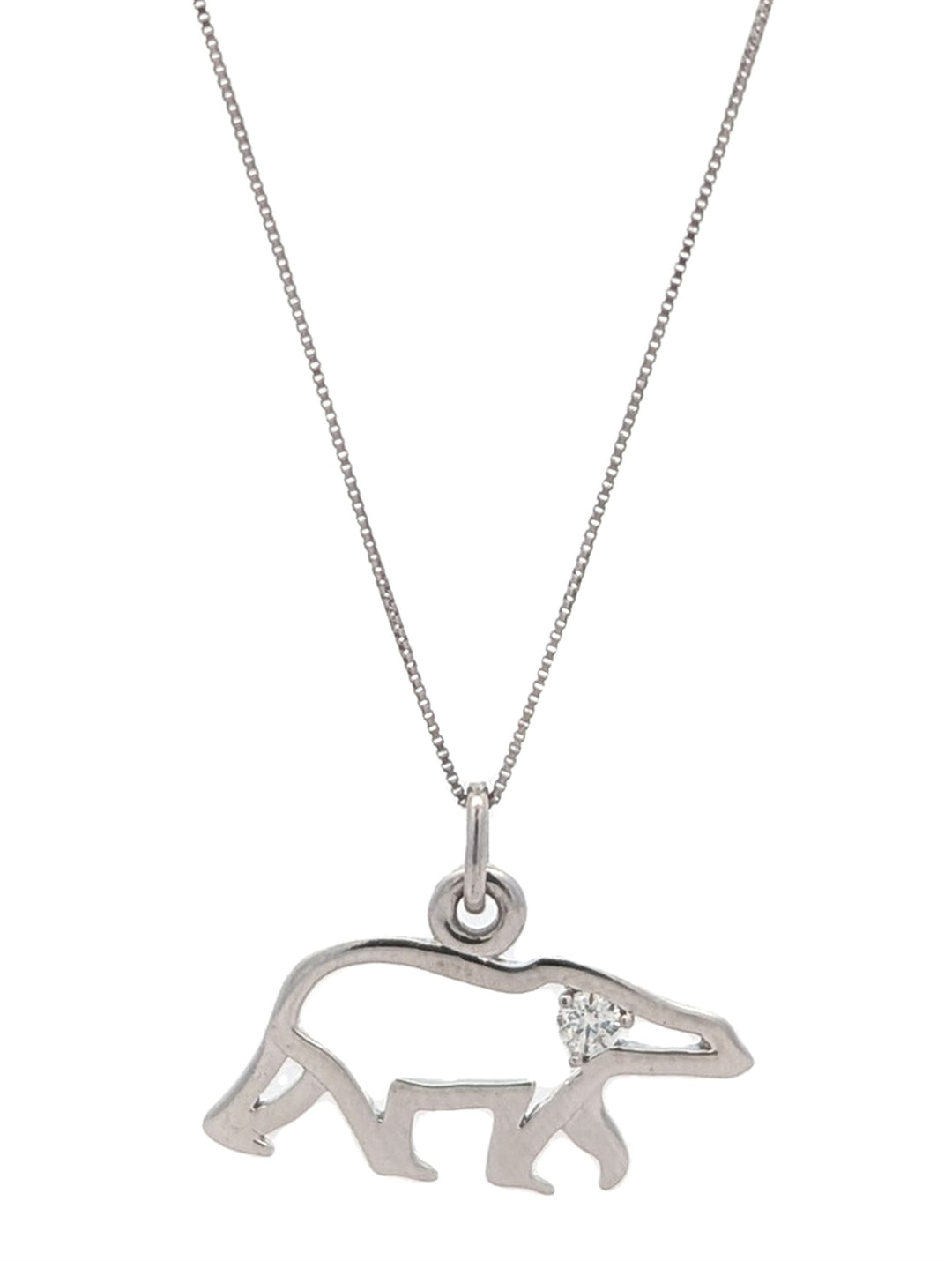 10KT White Gold 0.06ctw Diamond Polar Bear Necklace