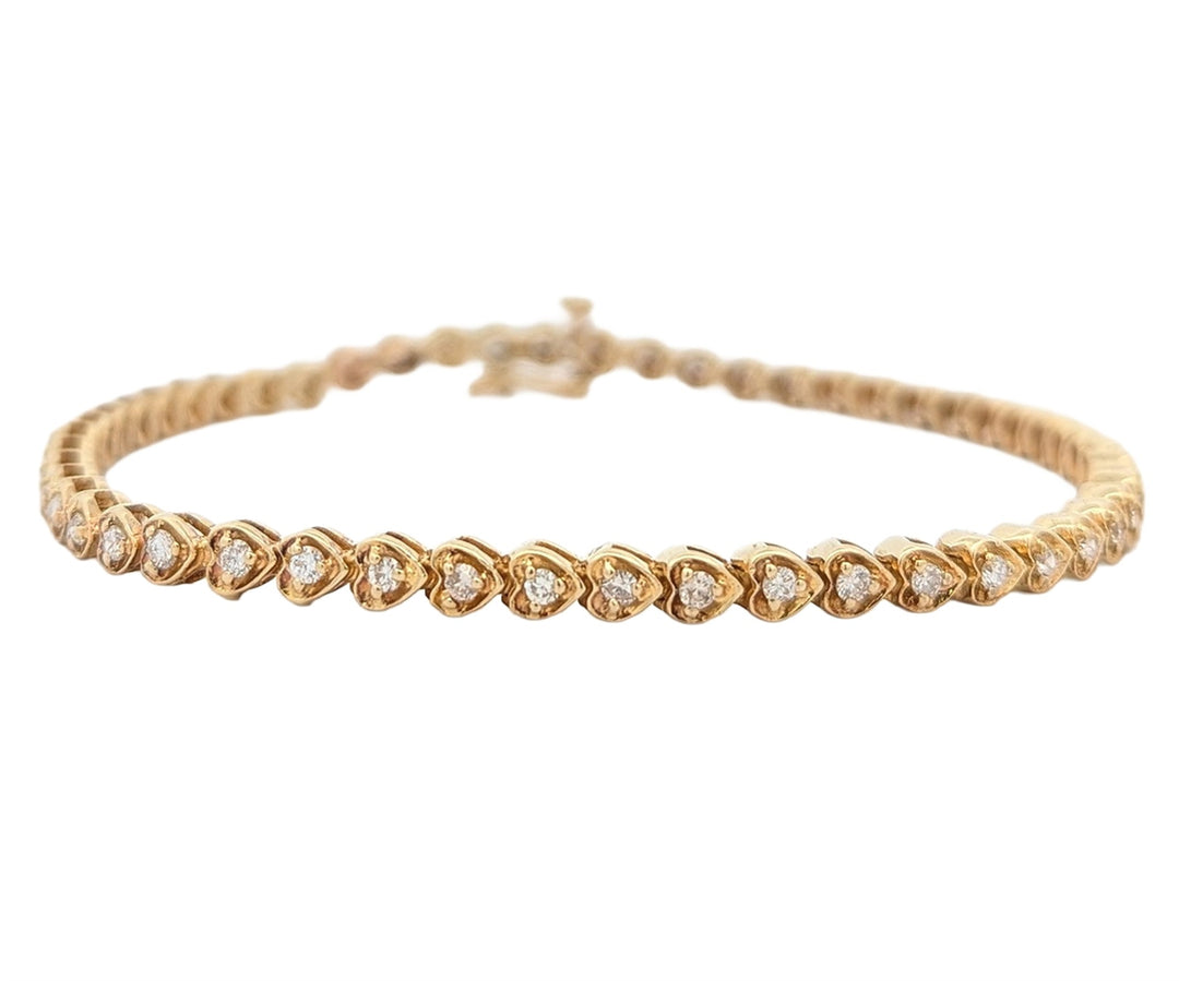 14KT Yellow Gold 1.00ctw Diamond Estate 7.5" Tennis Bracelet