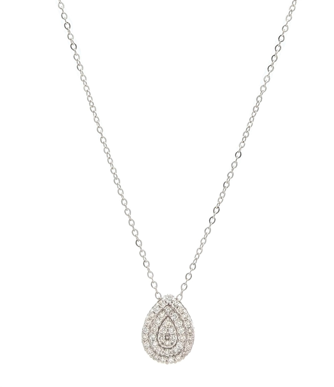10KT White Gold 0.103ctw Diamond Icicles Pear Illusion Necklace