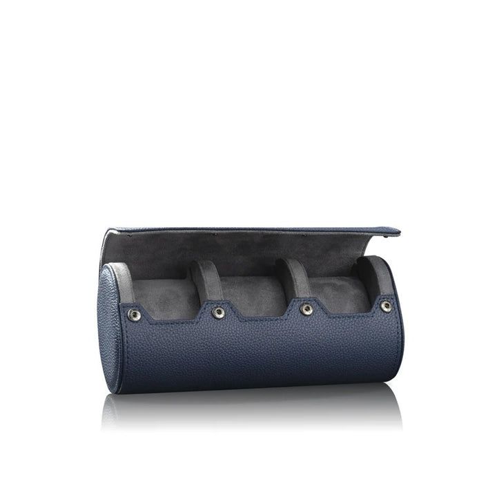 HEISSE & SOHNE "Charles 3" Triple Watch Roll in Blue & Anthracite