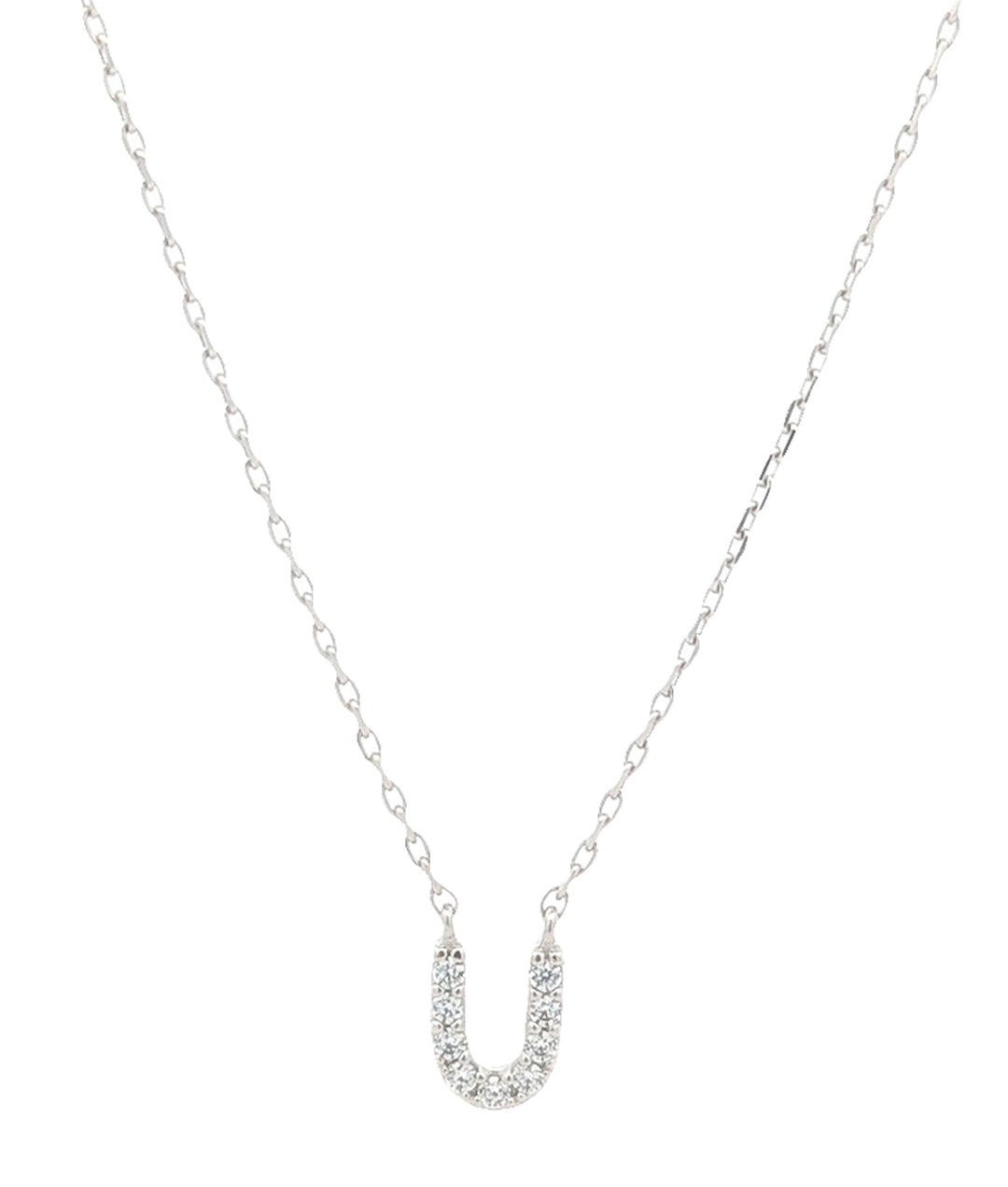 REIGN Sterling Silver CZ "U" 18" Necklace