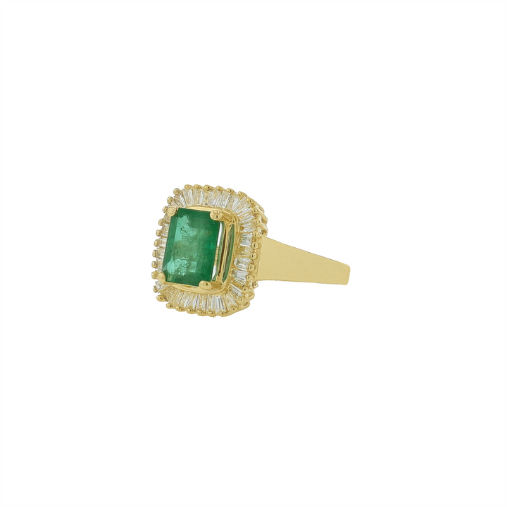 14KT Yellow Gold Emerald Cut Emerald & 0.85cttw Diamond Estate Ring