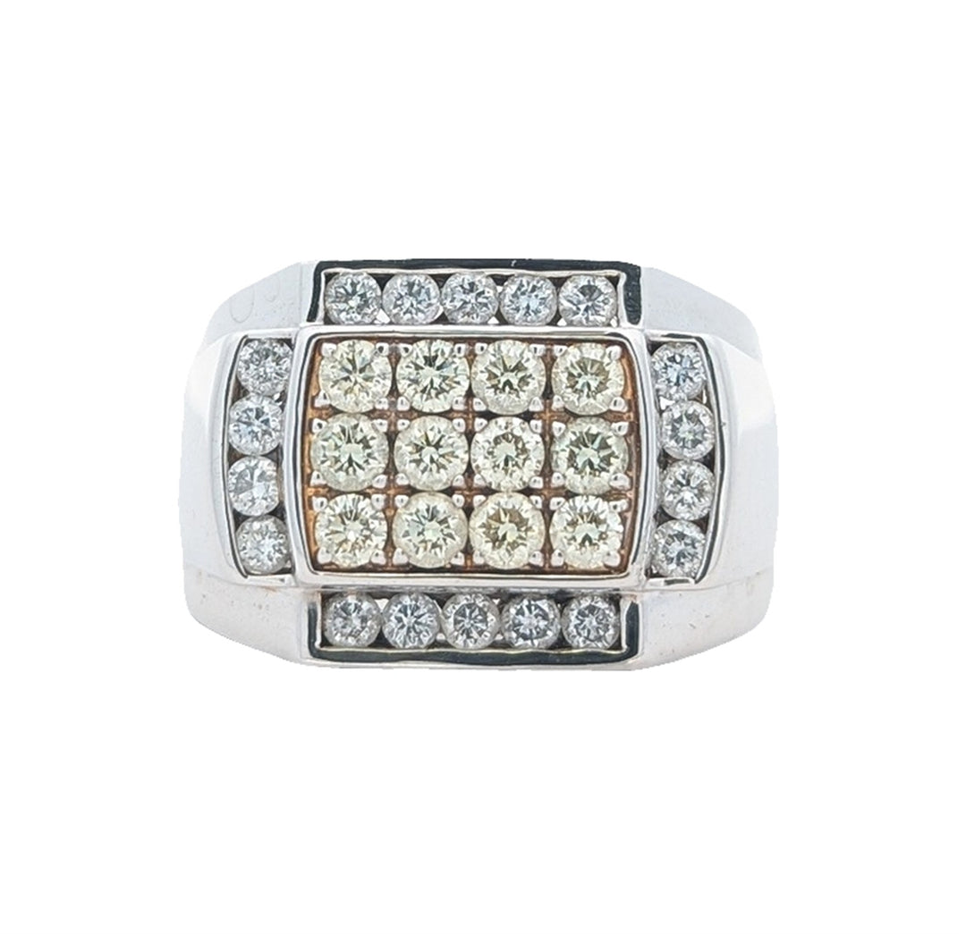 14KT White and Yellow Gold 1.77ctw Diamond Estate Cluster Ring